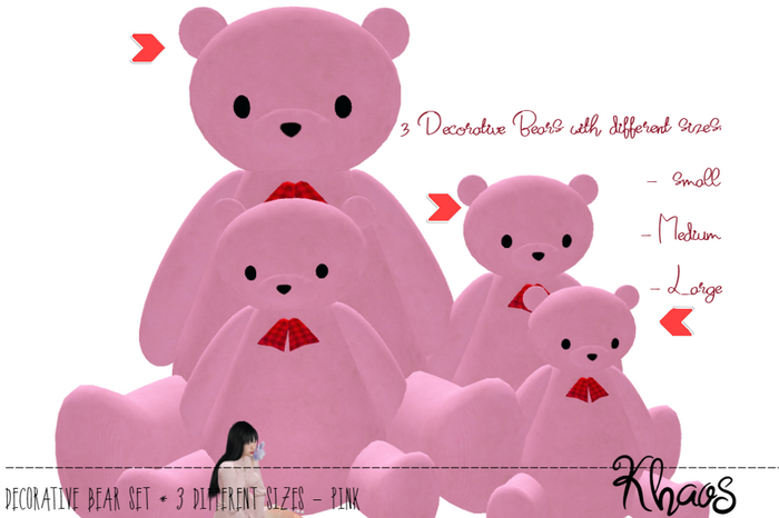 Khaos's Cute Tiddy DECORATIVE PLUSH SET - 3 SIZES * PINK