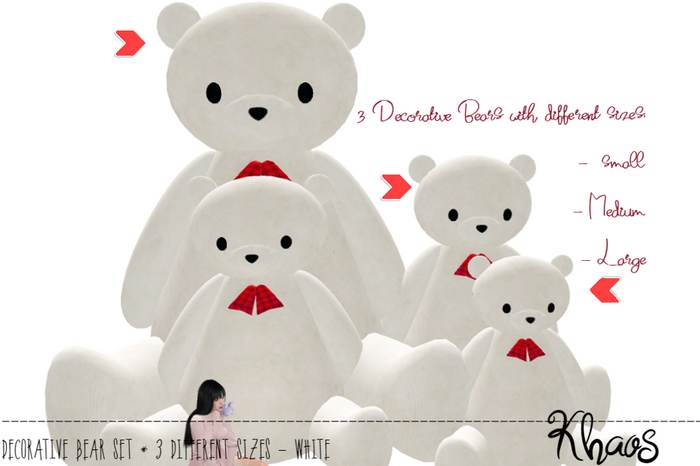 Khaos's Cute Tiddy DECORATIVE PLUSH SET - 3 SIZES * WHITE