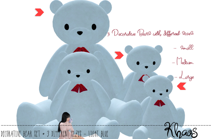 Khaos's Cute Tiddy DECORATIVE PLUSH SET - 3 SIZES * BLUE
