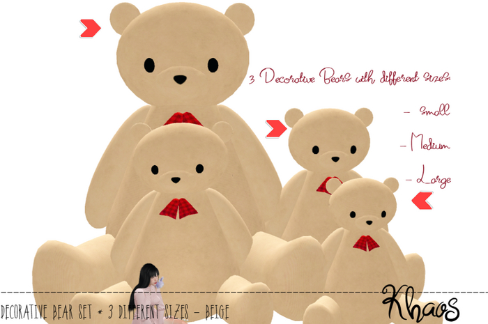 Khaos's Cute Tiddy DECORATIVE PLUSH SET - 3 SIZES * BEIGE