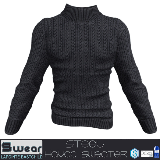 Second Life Marketplace - L&B - Mens - Sweater - Havoc - Steel Cable Knit