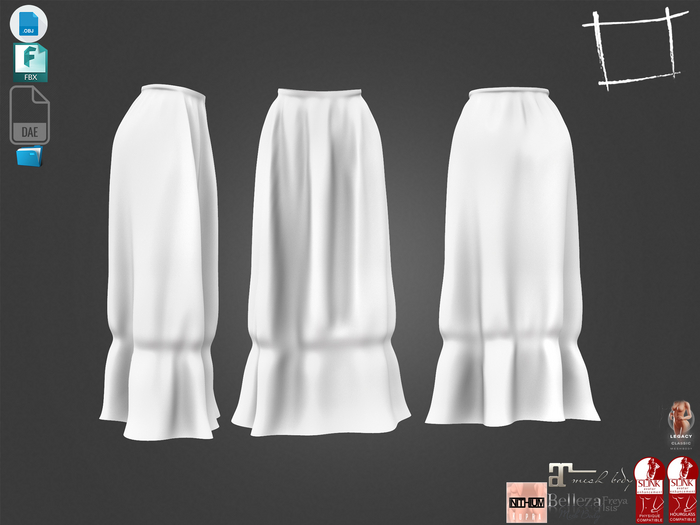 Dae Obj FBX For Boho Maxi Skirt Maitreya Slink Belleza Isis Freya Legacy Ebody Reborn Kupra