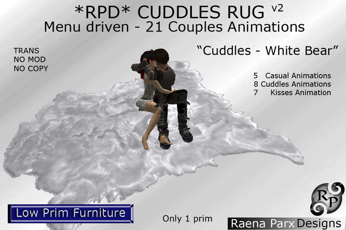 *RPD* CUDDLES RUG v2 - 21 Couples Animations -"White Bear" - Low Prim