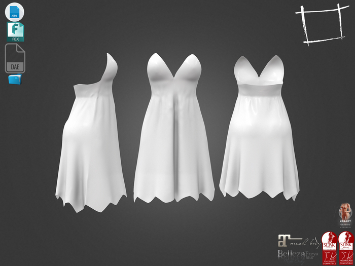 Dae Obj FBX For Strapless Backless Dress Maitreya Slink Belleza Isis Freya Legacy Ebody Reborn