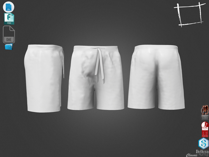 Dae Obj FBX Men's Summer Shorts Slink Male Belleza Jake Signature Gianni Legacy Male Fitmesh Classic