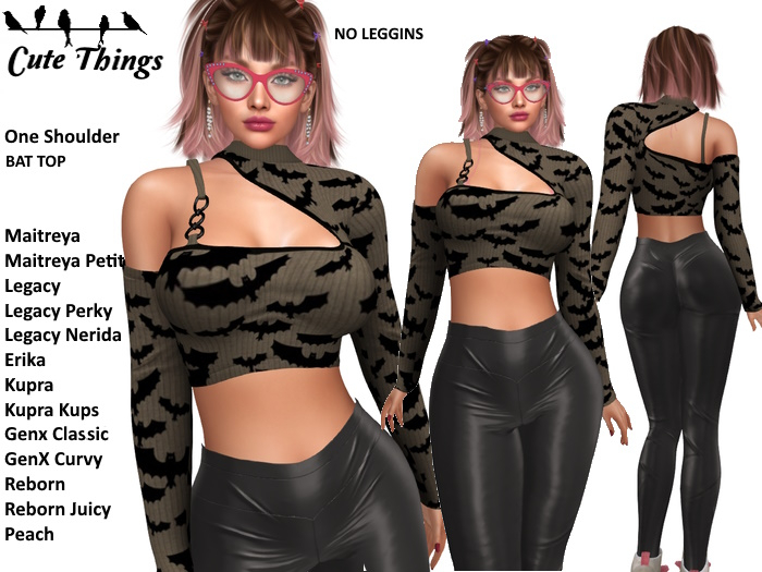 [CT] One Shoulder Top BAT - Genx Classic - GenX Curvy - Kupra- Maitreya - Reborn - Legacy - Erika - Peach DEMO