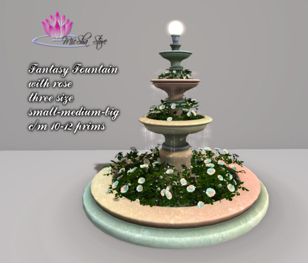 BOX-FANTASY FOUNTAIN WITH ROSE THREE SIZE