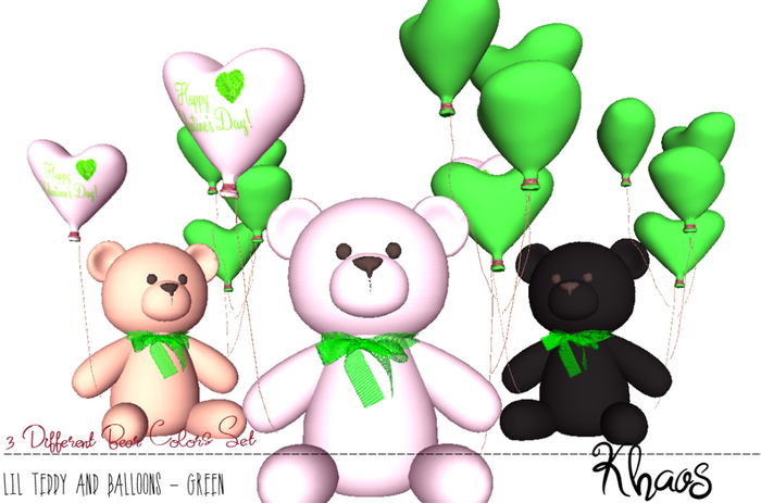 Khaos's Lil Teddy & Balloons "HAPPY VDAY GREEN"