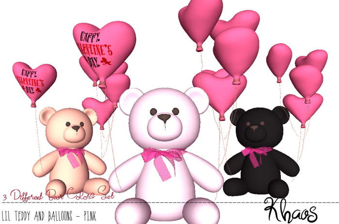 Khaos's Lil Teddy & Balloons "HAPPY VDAY PINK"