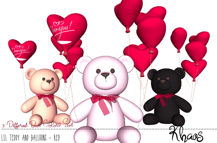 Khaos's Lil Teddy & Balloons "HAPPY VDAY RED" 