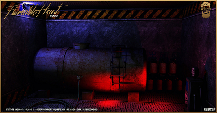 Flamable Heart Backdrop - The Bearded Guy