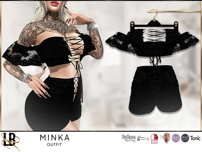 LB - Minka Off Shoulder Outfit All-Black *PROMO*