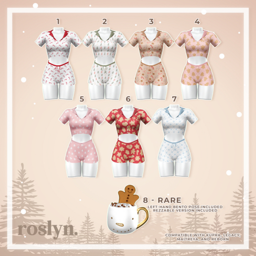 1. roslyn. ginger pajamas. candy canes