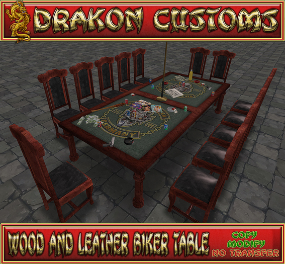 ::DC::Wood And Leather Biker Table And Chair