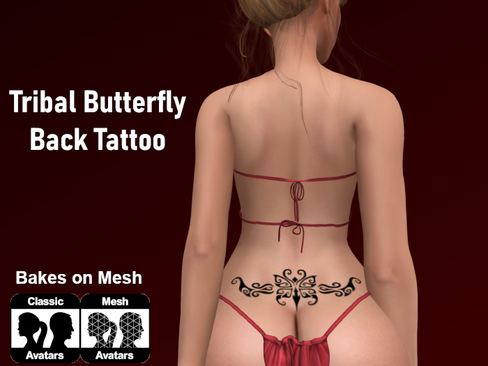 Tribal Butterfly Back Tattoo