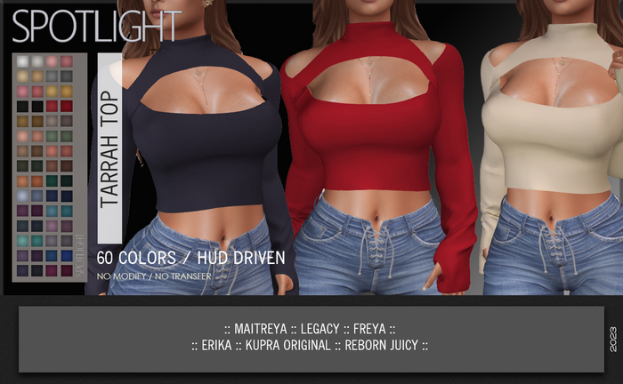 SPOTLIGHT - TARRAH TOP (DEMO Available In-World) 
