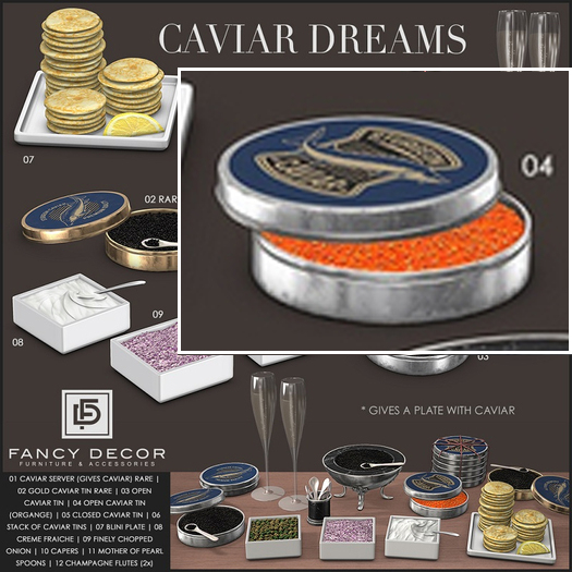 Second Life Marketplace 04 Fancy Decor Open Caviar Tin (orange)