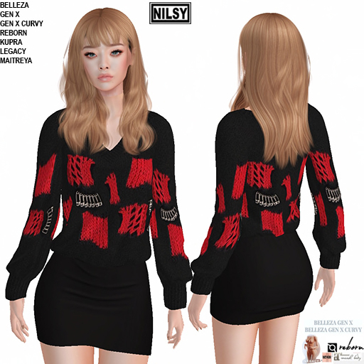 PUNK SWEATER AND SKIRT,MESH BODY