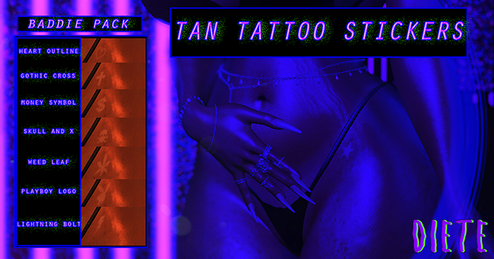 [d.] tan tattoo stickers - baddie pack
