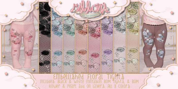 {Ribbons} Embellished Floral Tights - BOM {Box}