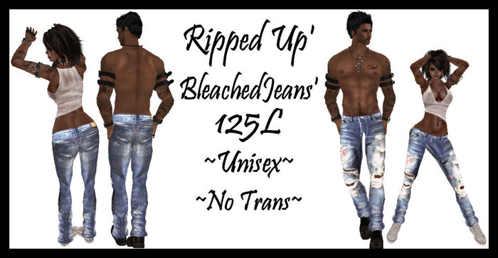 CUSTOM iNKZ !Ripped Up Jeans (Bleached)  ~Low Rise~ 