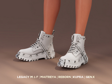 $NT Studded Combat Boots WHITE