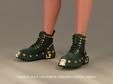 $NT Studded Combat Boots GREEN