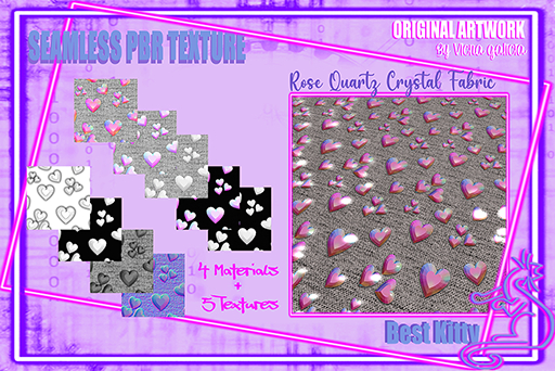 Best Kitty Seamless 3D Materials,  Rose Quartz Crystal Fabric 