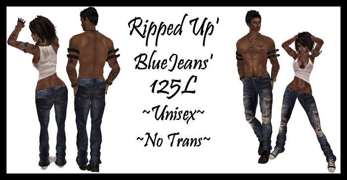 CUSTOM iNKZ !Ripped Up Jeans (Blue) ~Low Rise~
