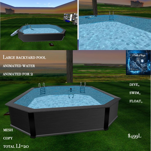 Large pool for 2 dive,swim,float,Box LI=20