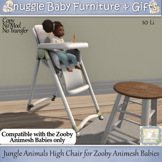 Jungle Animals Nurser  High Chair for Zooby Animesh Babies 