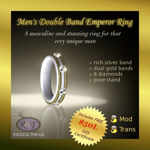 {R&T} Men's Double Band Ring