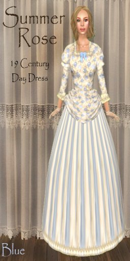 Summer Roses Day Dress - Blue