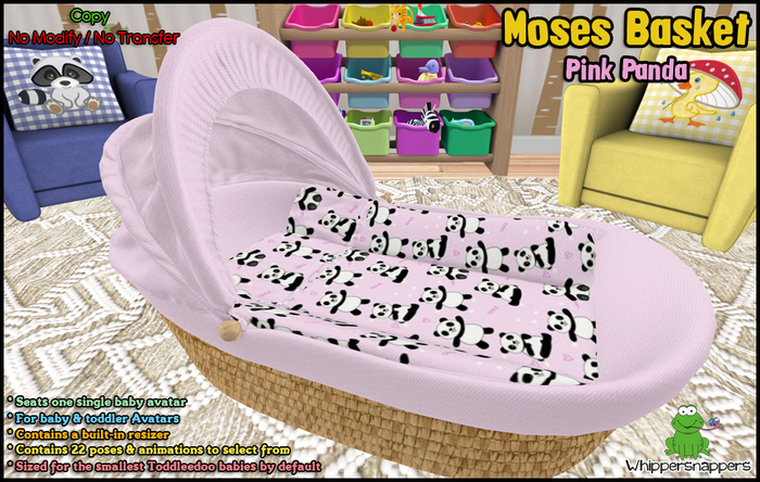 ! Whippersnappers ! - Moses basket (Panda Pink) 