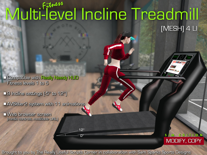 *Multi-level Incline Treadmill (works with Really Needy HUD)