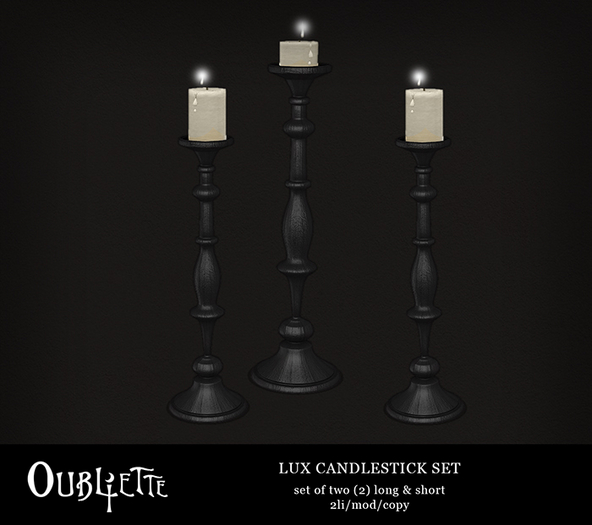 Oubliette- Lux Candlestick Set (add to unpack)