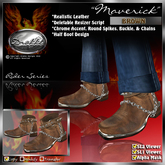 !Drakke! "Maverick" Biker Half Boots (Brown) ~ SL Viewer 2 Ready