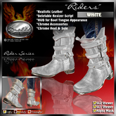 PROMO ~ New Release SALE ~ !Drakke! Designs "Riders" Biker Boots (White)  ~ SL Viewer 2 Ready