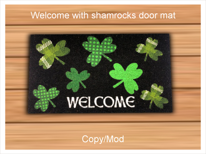 *CC* Welcome with shamrocks door mat