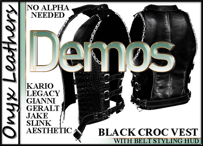 Demos for Black Crocodile leather Vests for Men