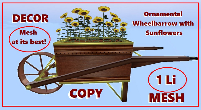 Wheelbarrow SIX 1Li with SUNFLOWERS. DECOR