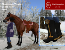 FE-Steampunk Western Boots - Black