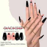 DASHED - BLACK HEARTS -  Small Almond Nails