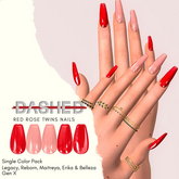 DASHED - REDS ROSE TWINS - Small Almond Nails