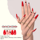 DASHED - REDS BLACK HEART -  Small Almond Nails