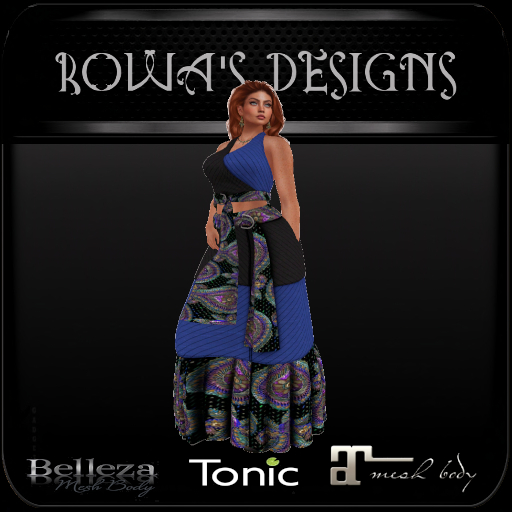 **RD Blue Scarf Halter and Ruffle Skirt set