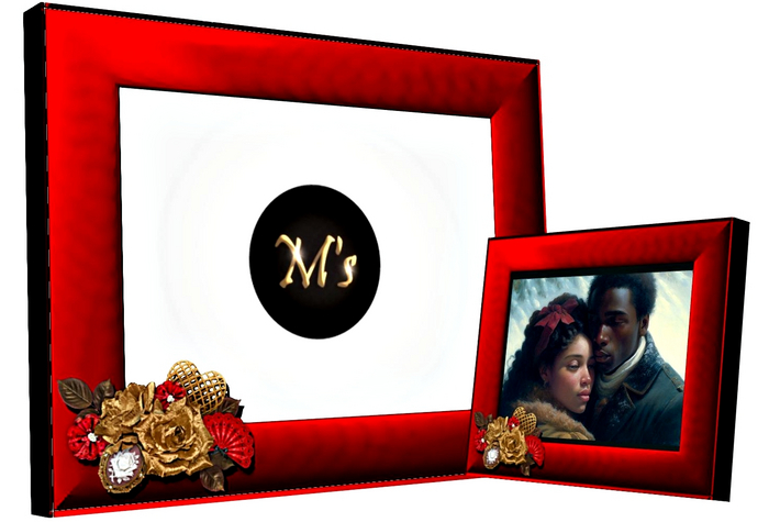 M's - Photo frame - RED SUEDE - decorated