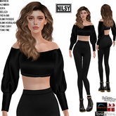 OFFSHOULDER TOP AND LEGGINGS,MESH BODY
