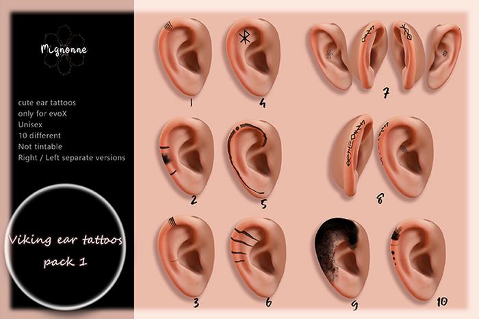 [Mignonne] Viking ear tattoos. evoX . Pack1