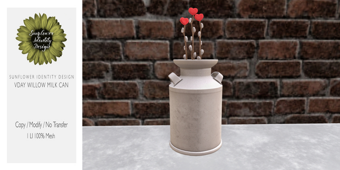 Sunflower ID Vday Heart Willow Milk Can (Add Me)